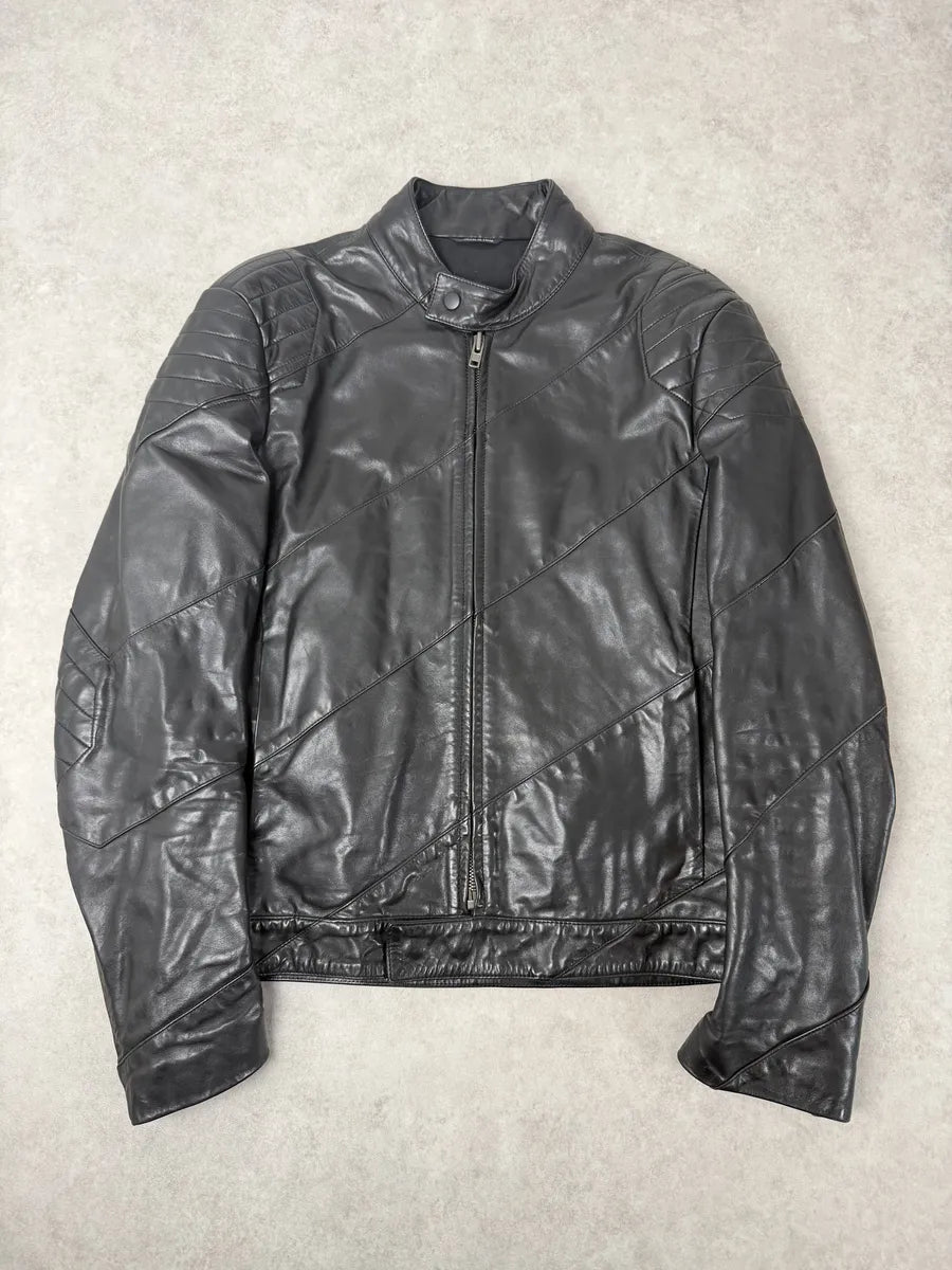 AW2009 Maison Martin Margiela Biker Black Leather Jacket JgSxOXz 0