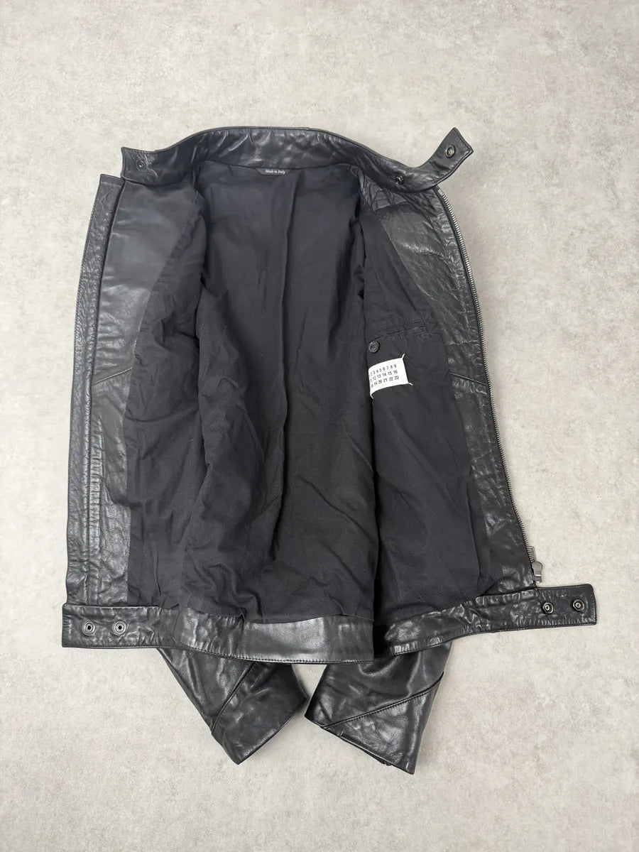 AW2009 Maison Martin Margiela Biker Black Leather Jacket JgSxOXz 10