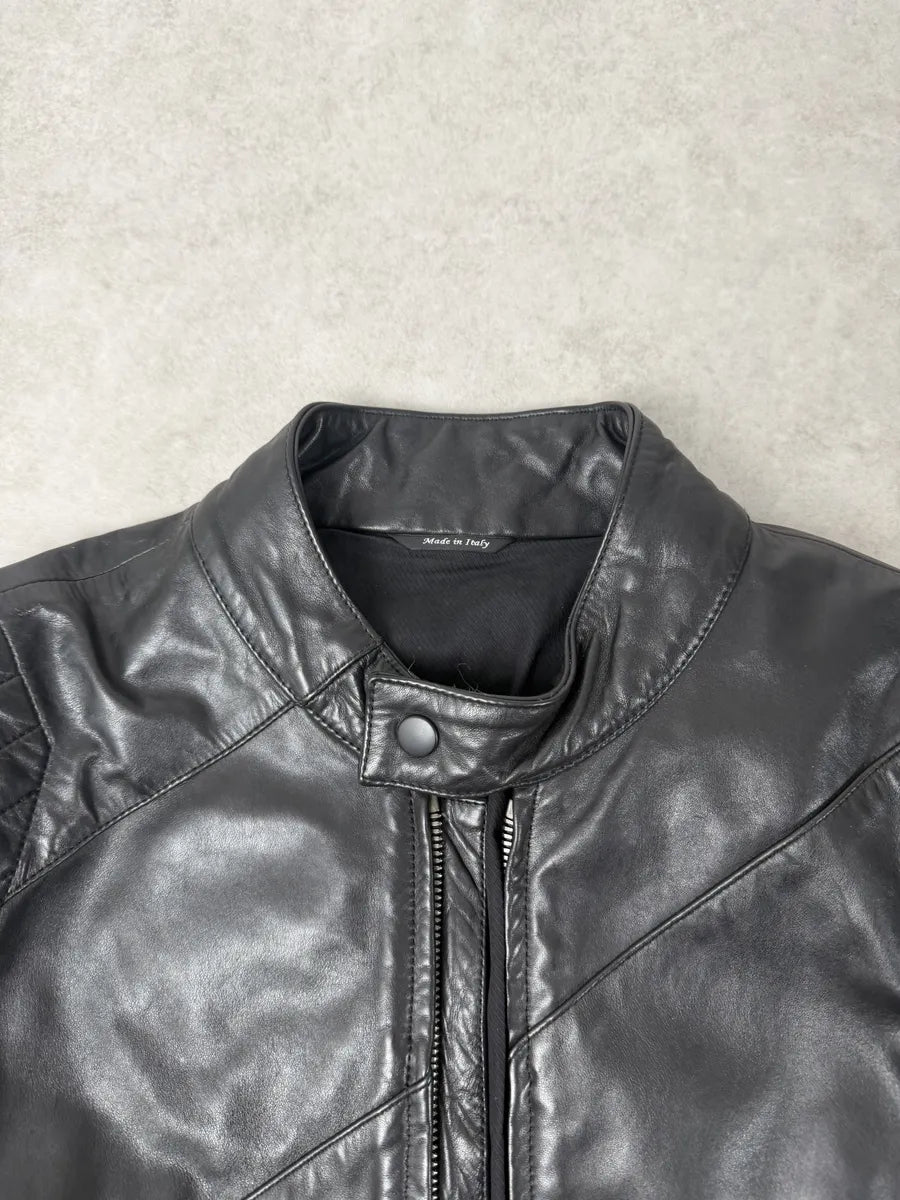 AW2009 Maison Martin Margiela Biker Black Leather Jacket JgSxOXz 4