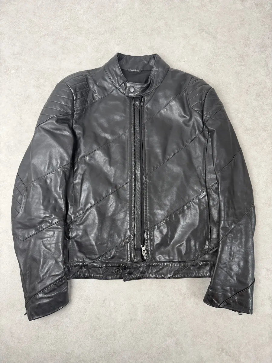 AW2009 Maison Martin Margiela Biker Black Leather Jacket JgSxOXz 5