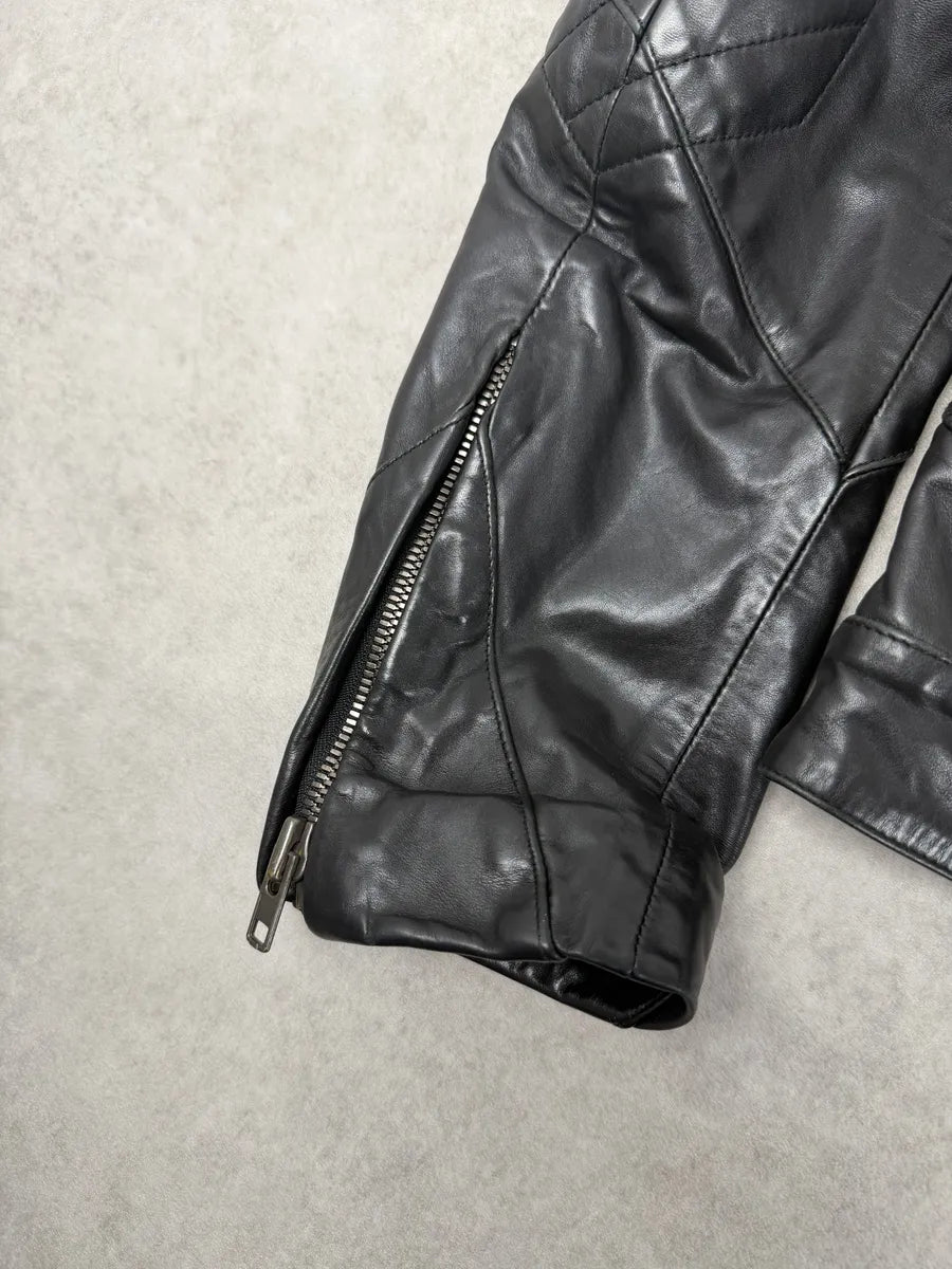 AW2009 Maison Martin Margiela Biker Black Leather Jacket JgSxOXz 6