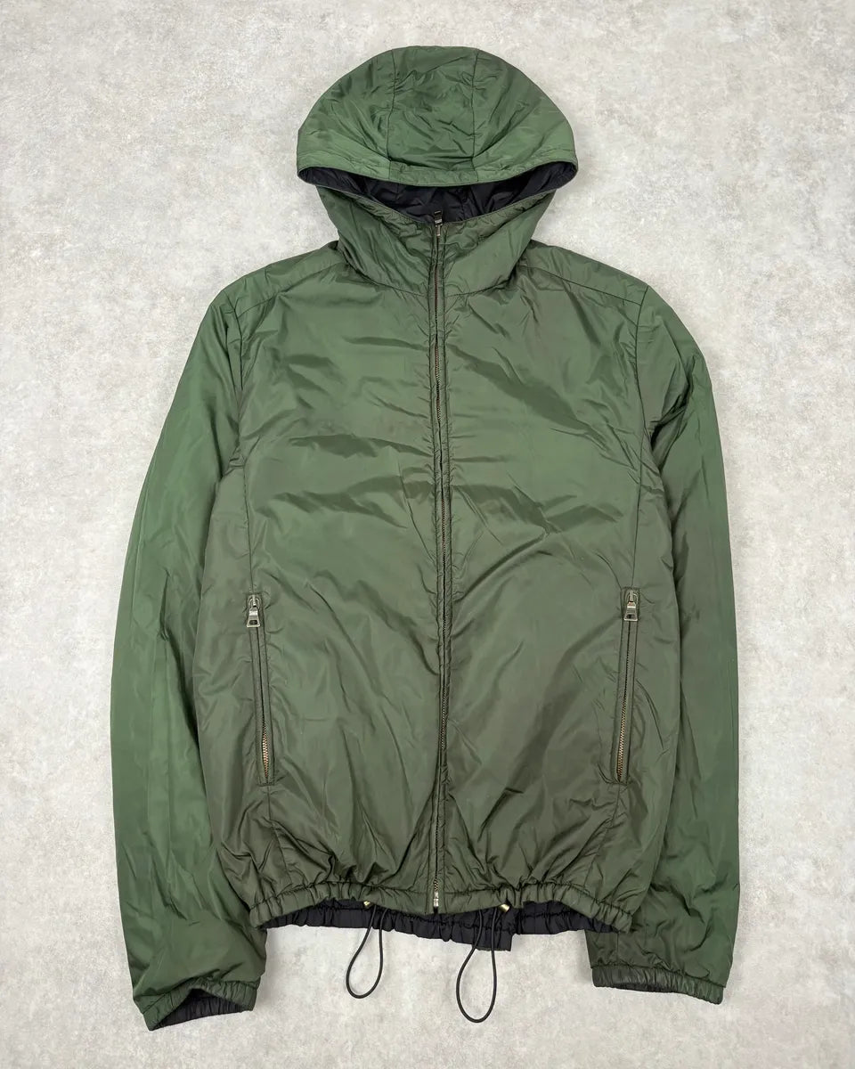 AW2009 Prada Black & Olive Reversible Nylon Linea Rossa Hooded Jacket pyWQlTr 0