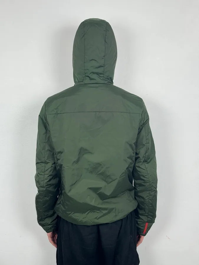 AW2009 Prada Black & Olive Reversible Nylon Linea Rossa Hooded Jacket pyWQlTr 3