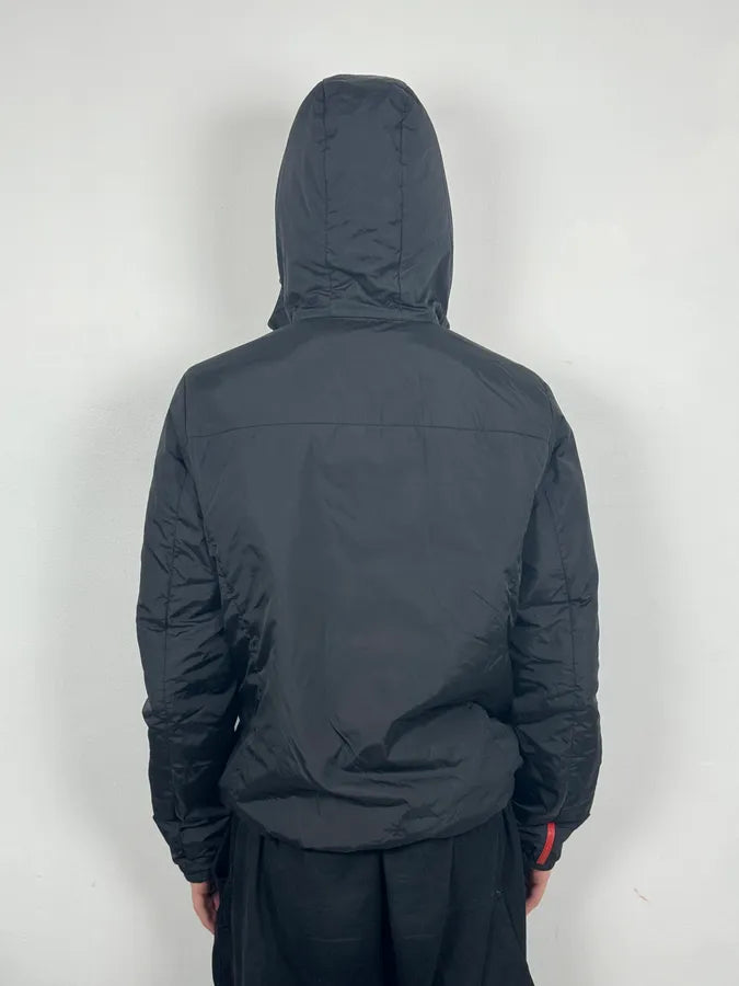 AW2009 Prada Black & Olive Reversible Nylon Linea Rossa Hooded Jacket pyWQlTr 5