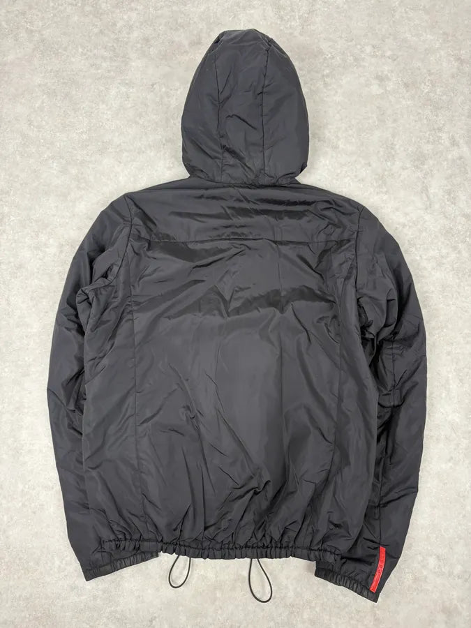 AW2009 Prada Black & Olive Reversible Nylon Linea Rossa Hooded Jacket pyWQlTr 8