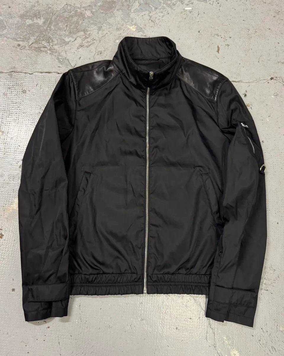AW2009 Prada Black Leather & Nylon Hybrid Jacket LCxqvNR 0