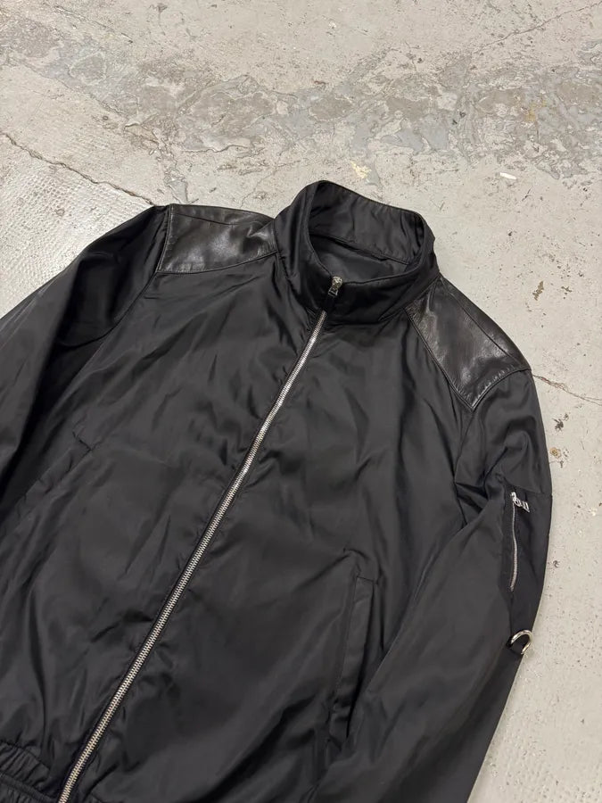 AW2009 Prada Black Leather & Nylon Hybrid Jacket LCxqvNR 3