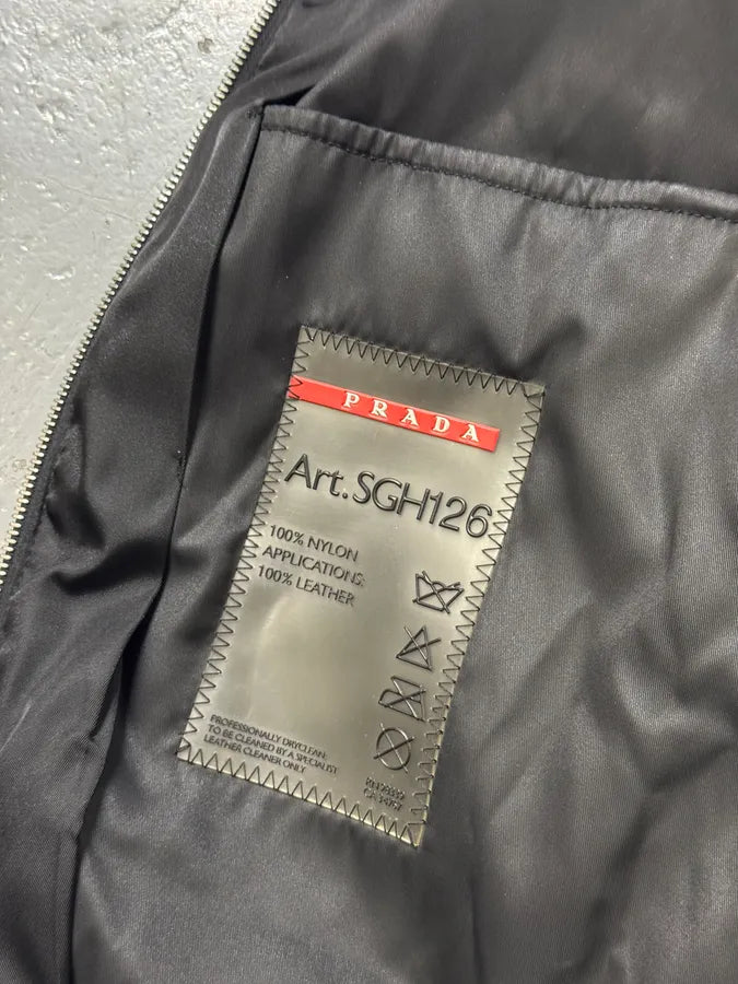 AW2009 Prada Black Leather & Nylon Hybrid Jacket LCxqvNR 5