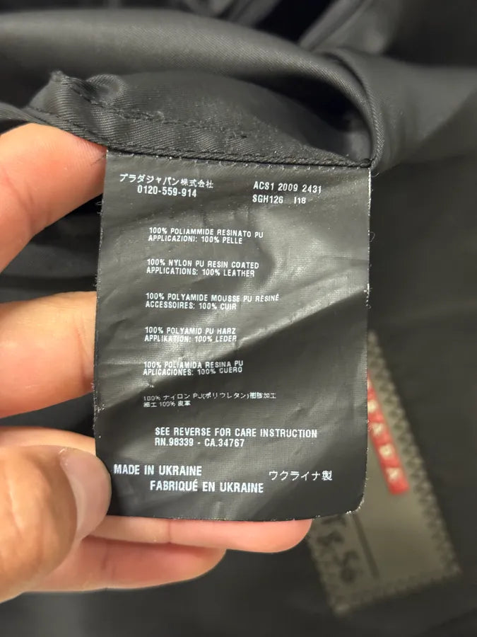 AW2009 Prada Black Leather & Nylon Hybrid Jacket LCxqvNR 6