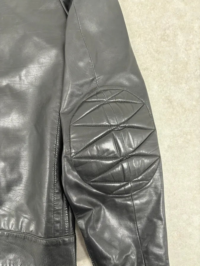 AW2009 Prada Black Padded Leather Biker Jacket cKrrqrQ 11