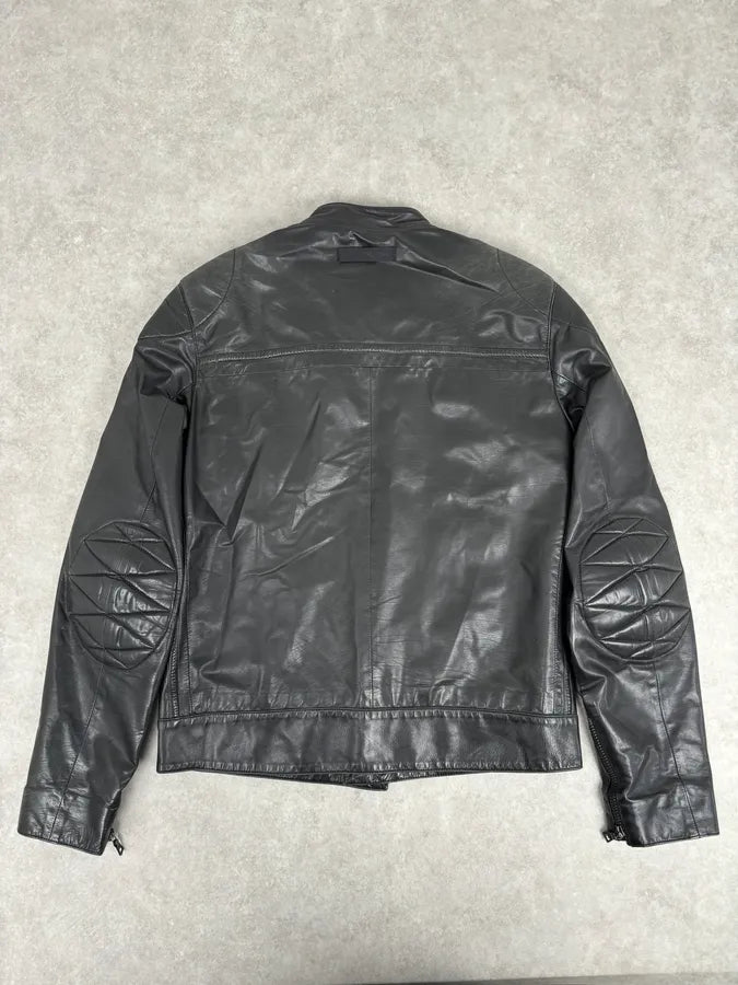 AW2009 Prada Black Padded Leather Biker Jacket cKrrqrQ 5