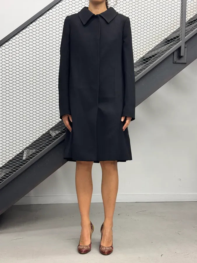 AW2009 Prada Black Wool Asymmetrical Samuraï Coat zmpqyFU 0