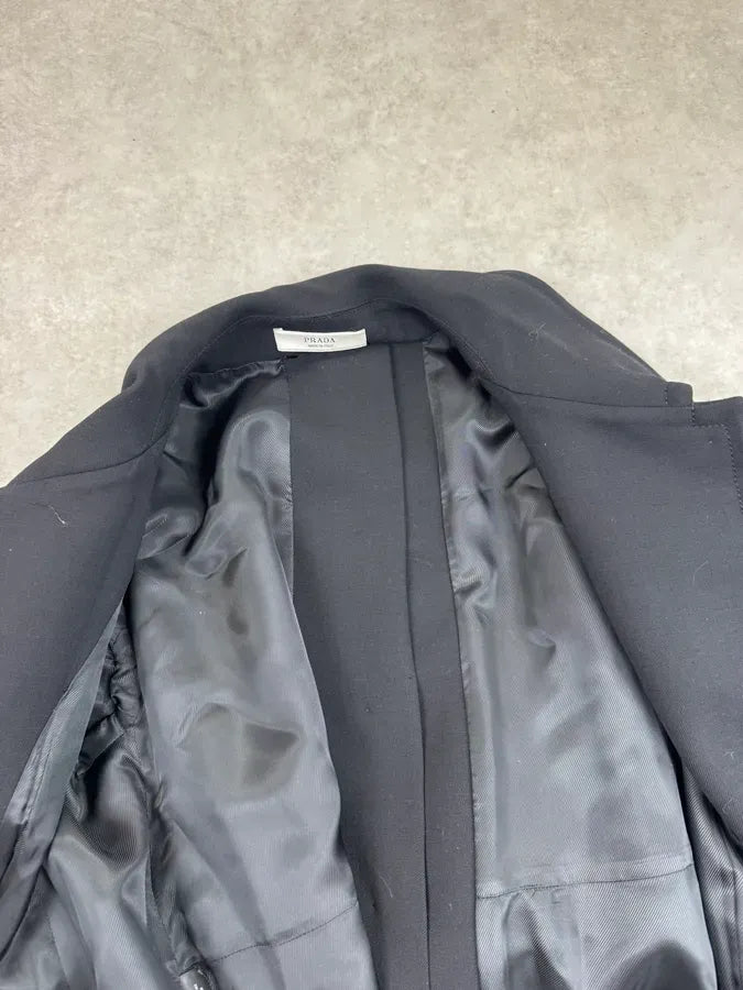AW2009 Prada Black Wool Asymmetrical Samuraï Coat zmpqyFU 10