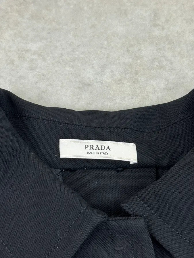 AW2009 Prada Black Wool Asymmetrical Samuraï Coat zmpqyFU 12
