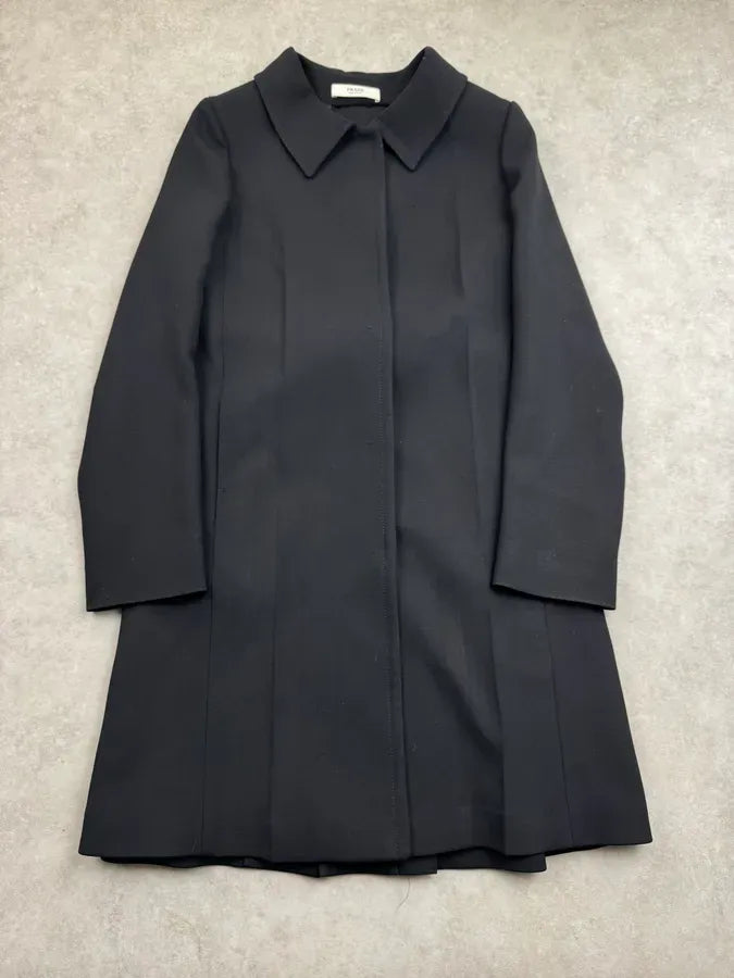 AW2009 Prada Black Wool Asymmetrical Samuraï Coat zmpqyFU 2
