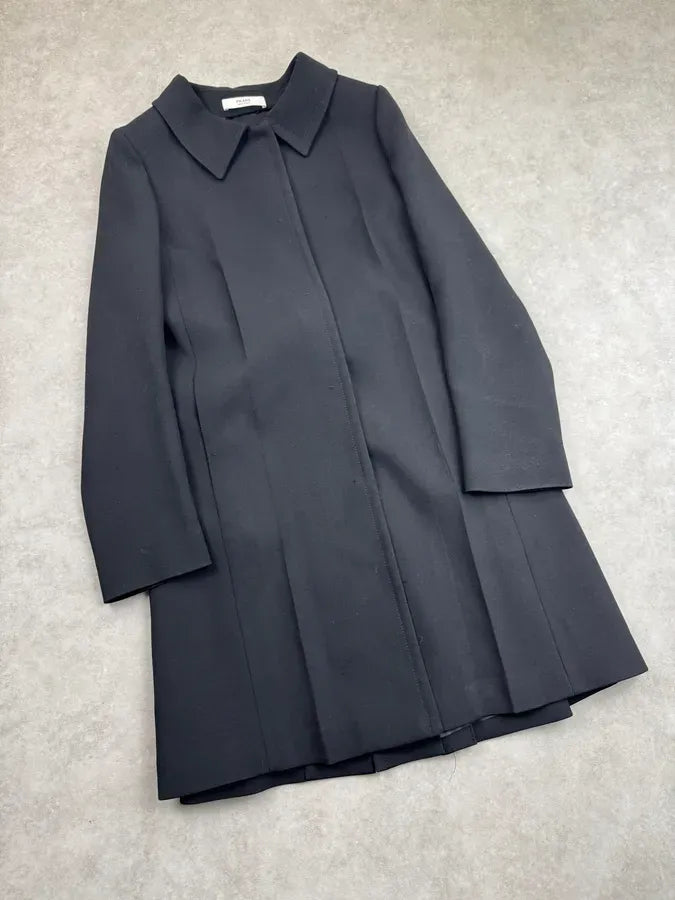 AW2009 Prada Black Wool Asymmetrical Samuraï Coat zmpqyFU 3