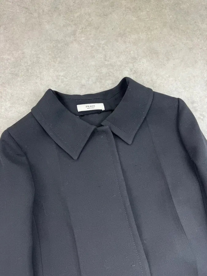 AW2009 Prada Black Wool Asymmetrical Samuraï Coat zmpqyFU 6