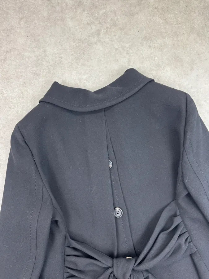 AW2009 Prada Black Wool Asymmetrical Samuraï Coat zmpqyFU 7