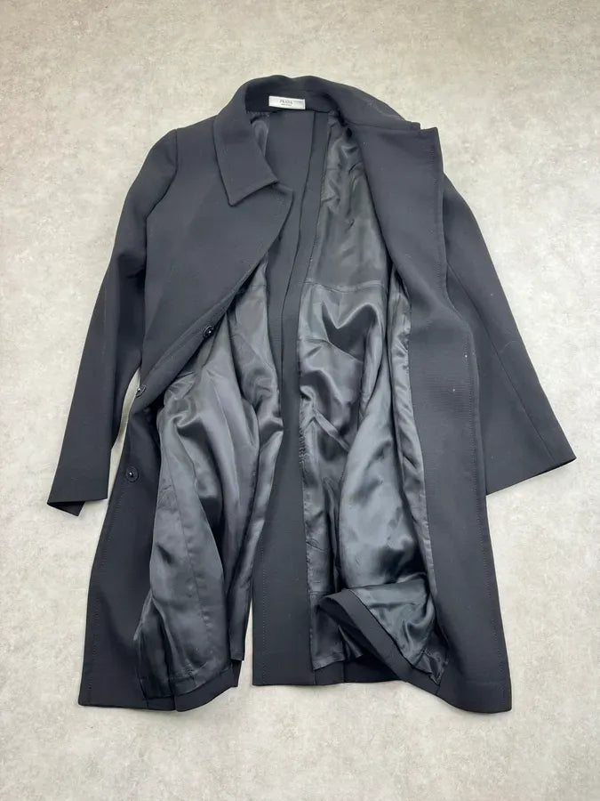 AW2009 Prada Black Wool Asymmetrical Samuraï Coat zmpqyFU 9
