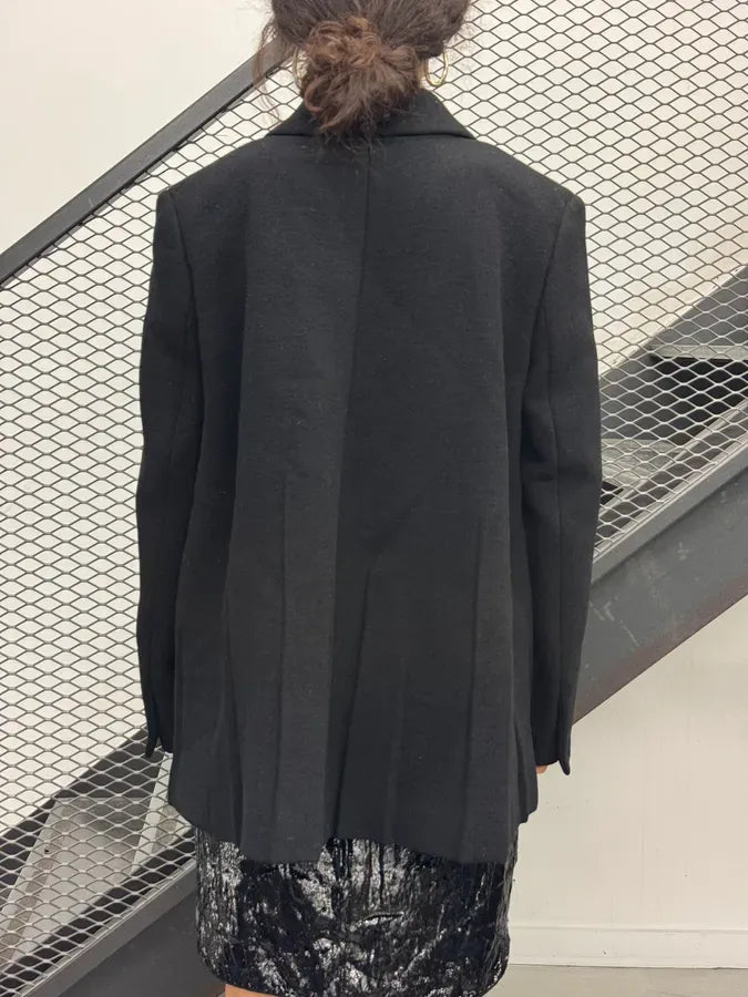 AW2009 Prada Black Wool Buttoned Classy Peacoat Jacket ufeRDME 1
