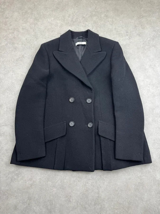 AW2009 Prada Black Wool Buttoned Classy Peacoat Jacket ufeRDME 2