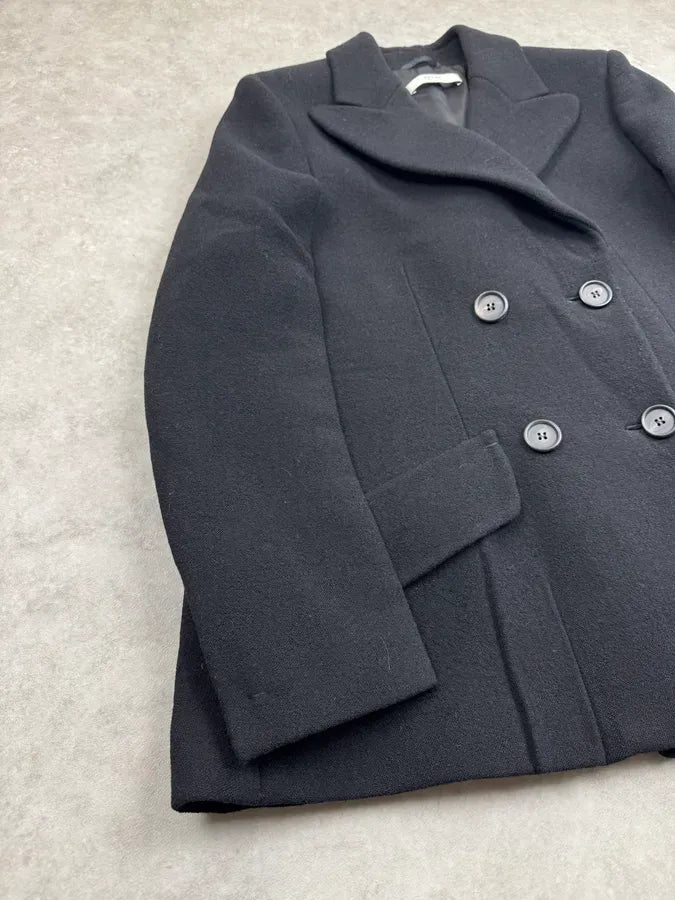 AW2009 Prada Black Wool Buttoned Classy Peacoat Jacket ufeRDME 3
