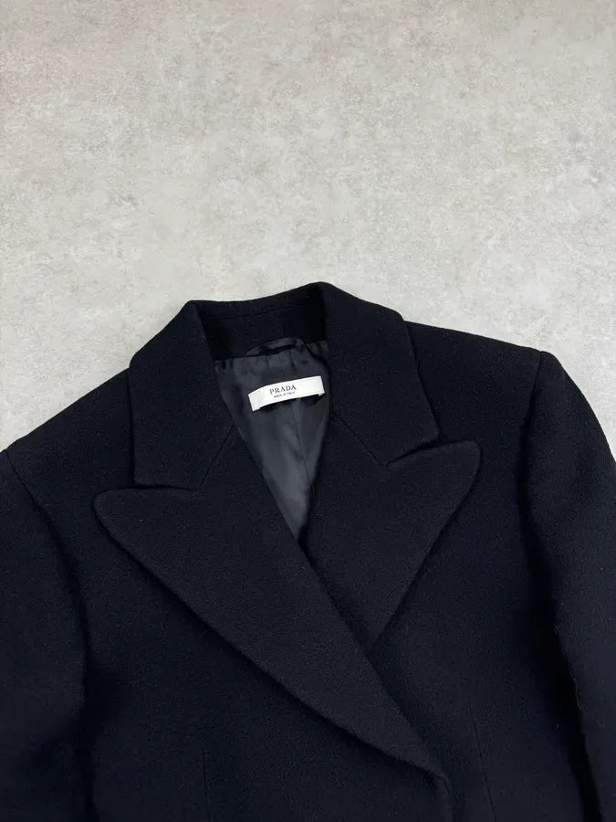 AW2009 Prada Black Wool Buttoned Classy Peacoat Jacket ufeRDME 4
