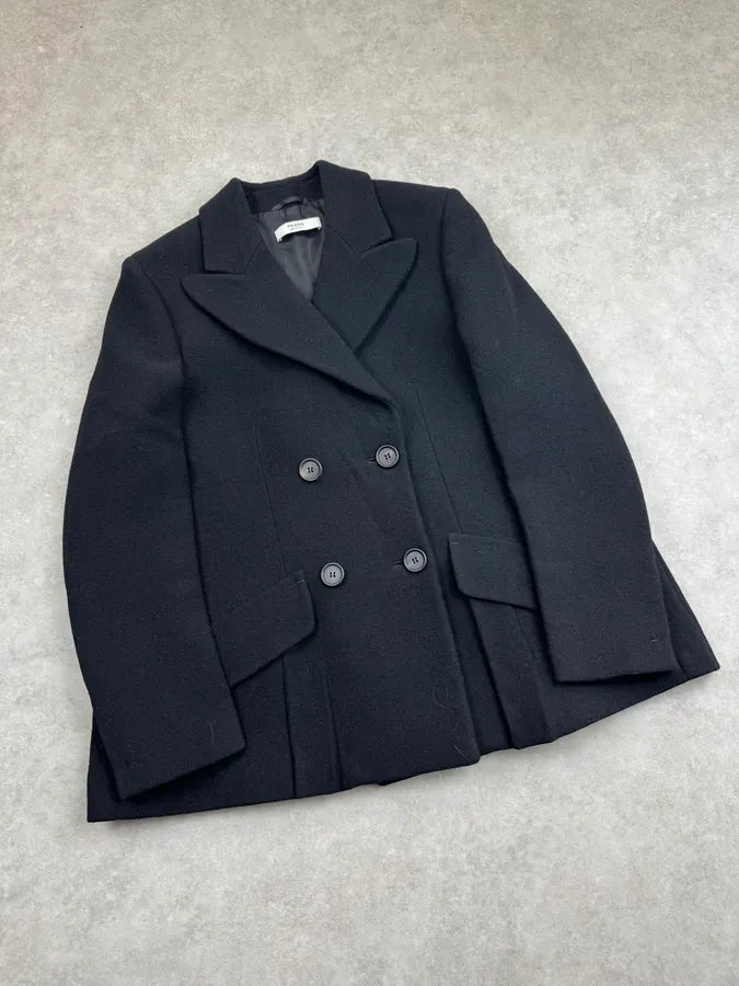 AW2009 Prada Black Wool Buttoned Classy Peacoat Jacket ufeRDME 5