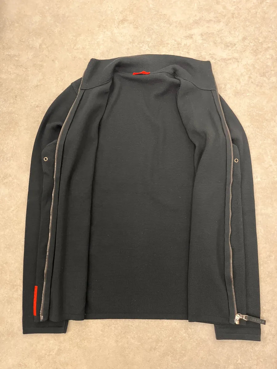 AW2009 Prada Black Wool Linea Rossa Zip-up Sweater XhNcCBG 7