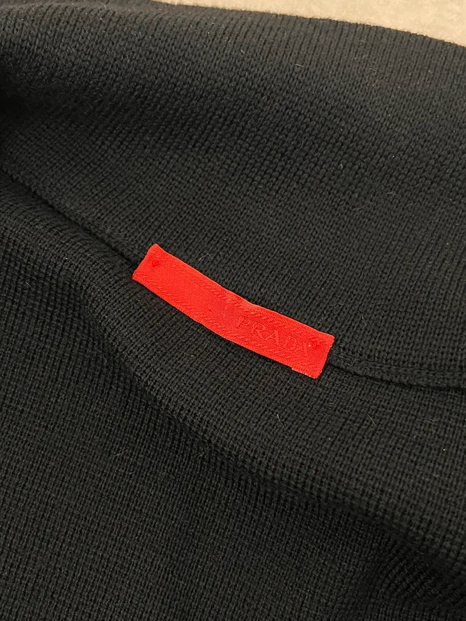 AW2009 Prada Black Wool Linea Rossa Zip-up Sweater XhNcCBG 8