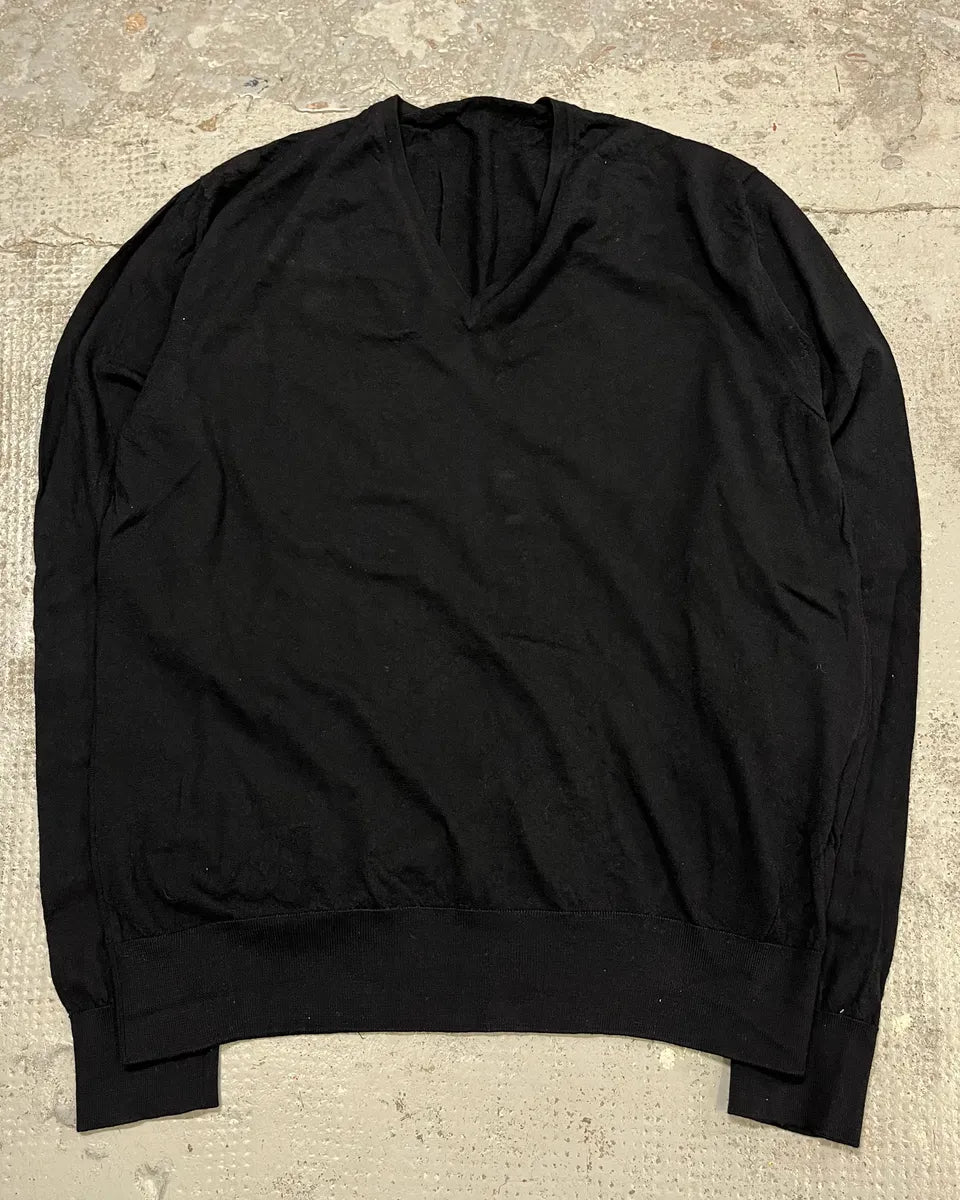 AW2009 Prada Black Wool V-Neck Sweater WJEOYOm 1