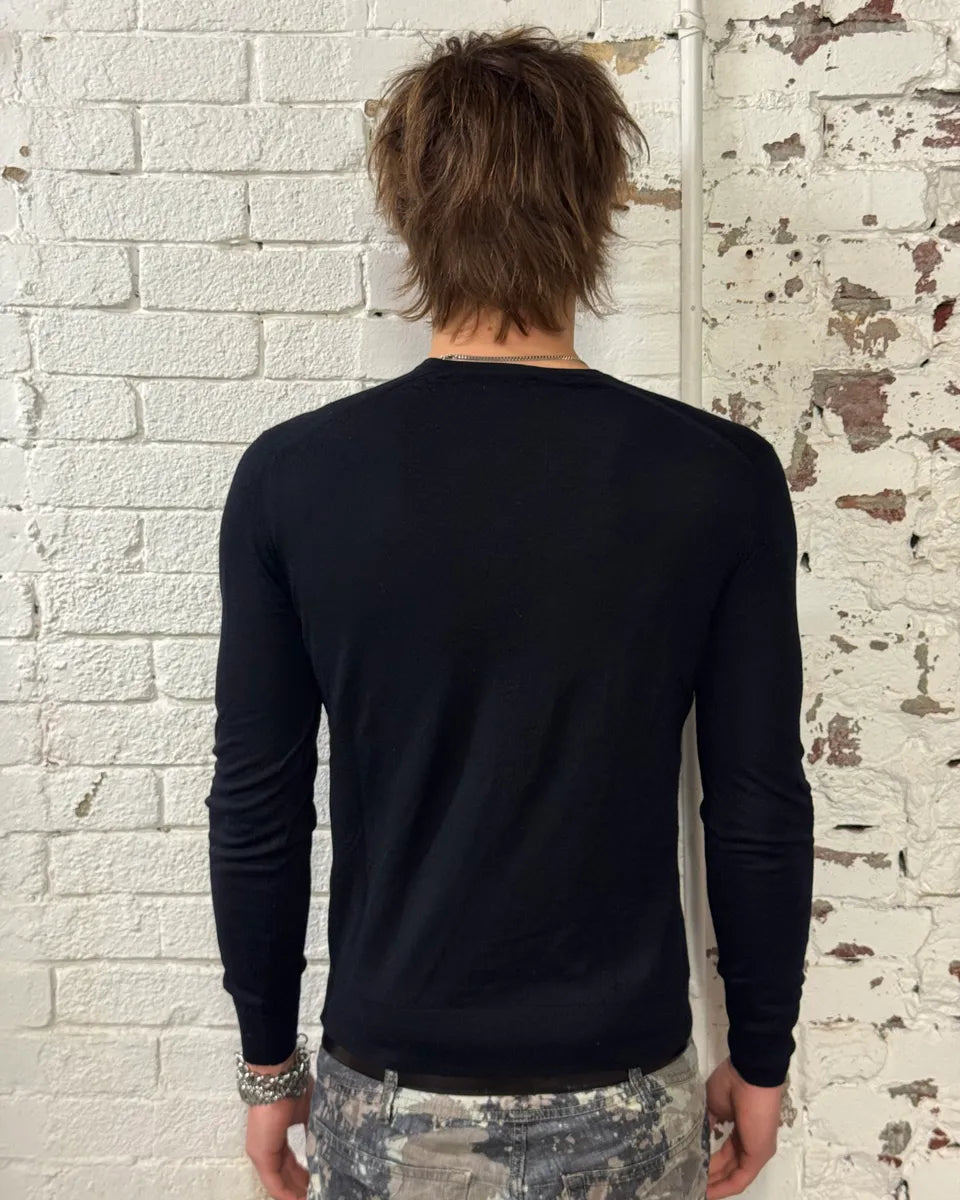 AW2009 Prada Black Wool V-Neck Sweater WJEOYOm 2