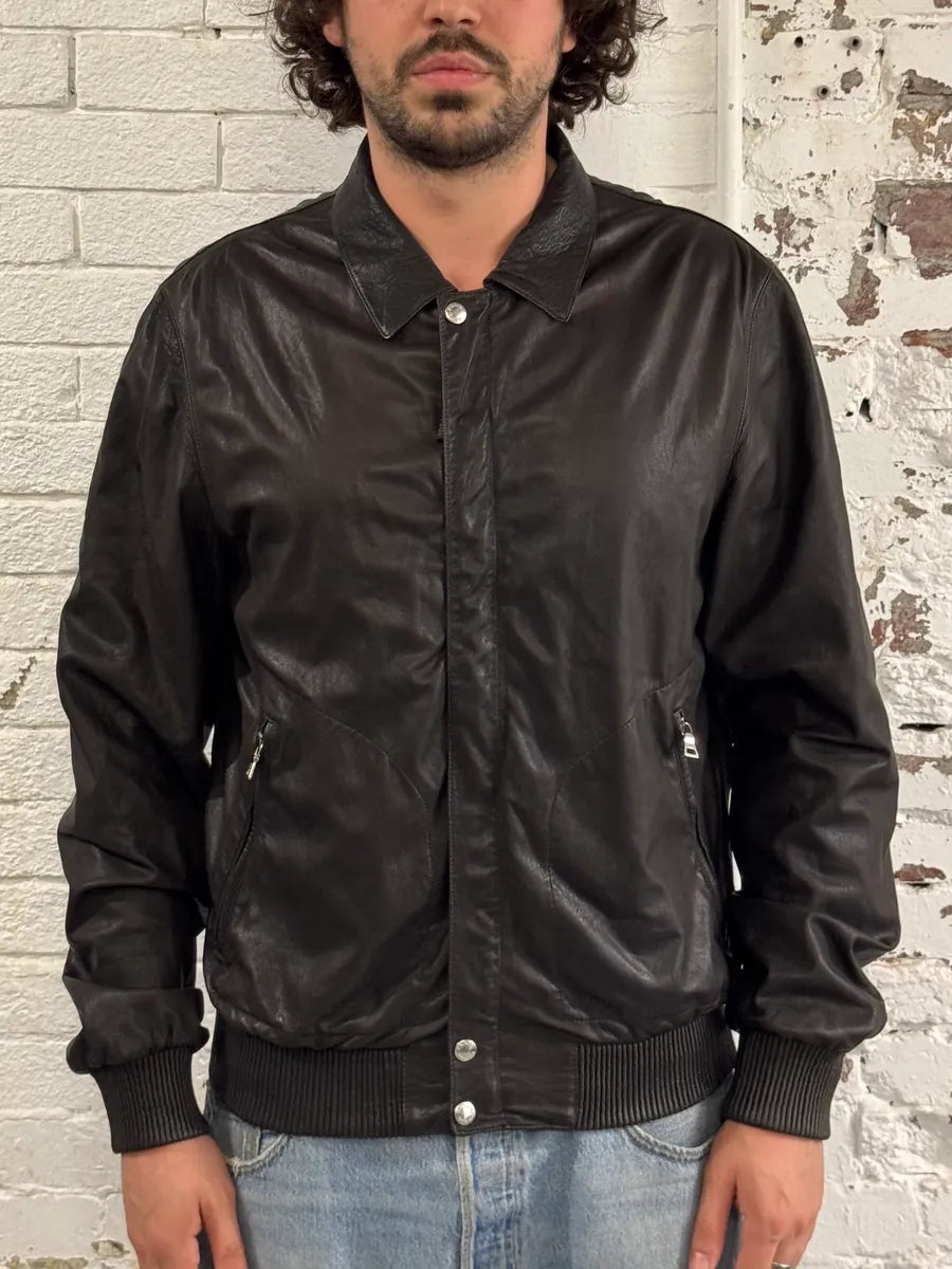 AW2009 Prada Brown Leather Bomber Jacket TnkIhyX 1