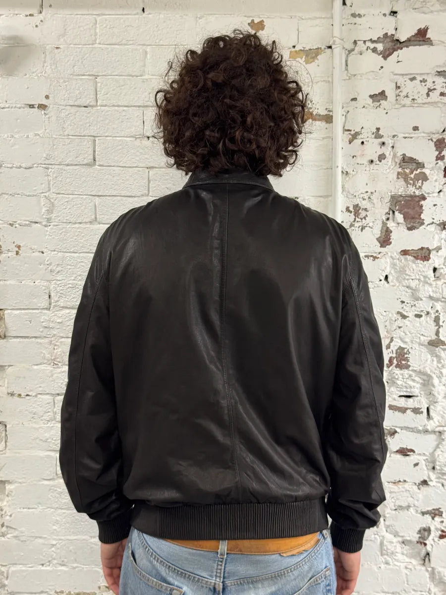 AW2009 Prada Brown Leather Bomber Jacket TnkIhyX 2
