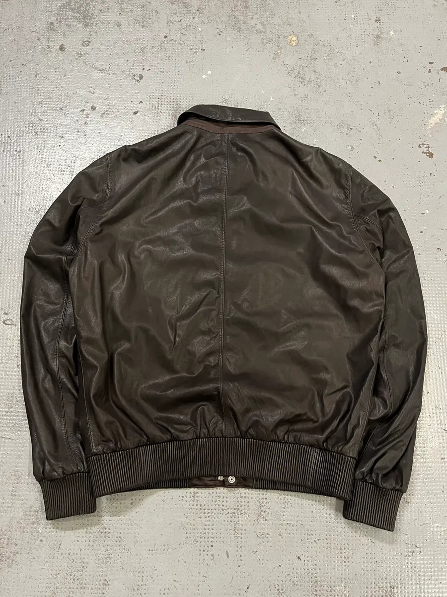 AW2009 Prada Brown Leather Bomber Jacket TnkIhyX 6