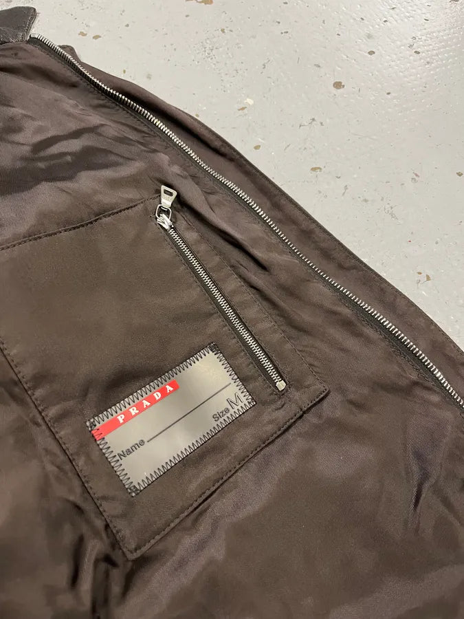 AW2009 Prada Brown Leather Bomber Jacket TnkIhyX 8