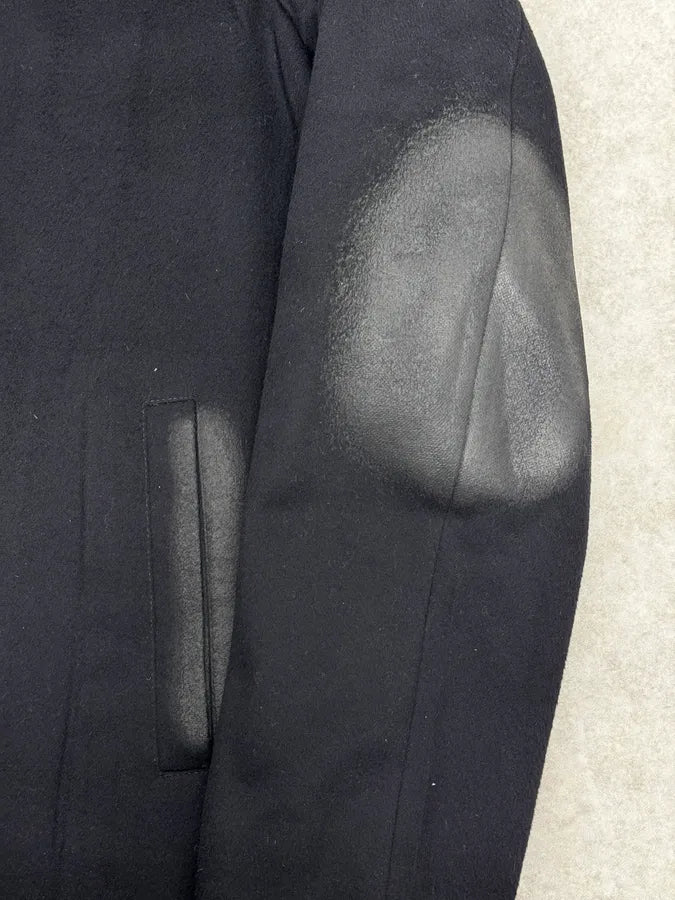 AW2009 Prada Navy Waxed Wool Long Coat eVSjxoe 7