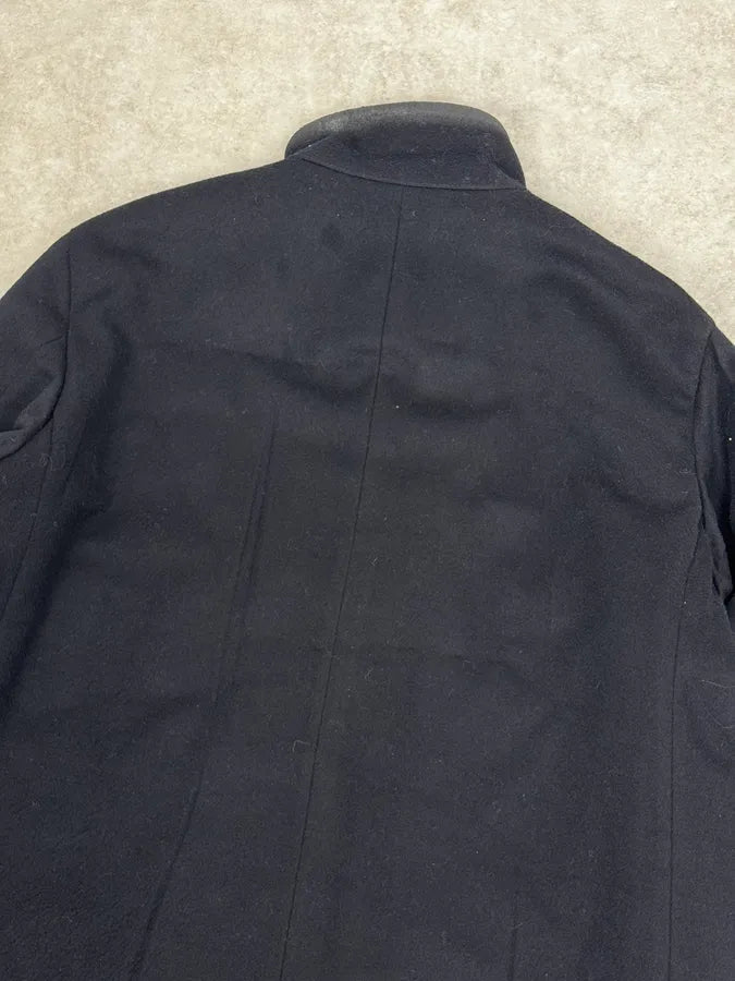 AW2009 Prada Navy Waxed Wool Long Coat eVSjxoe 5