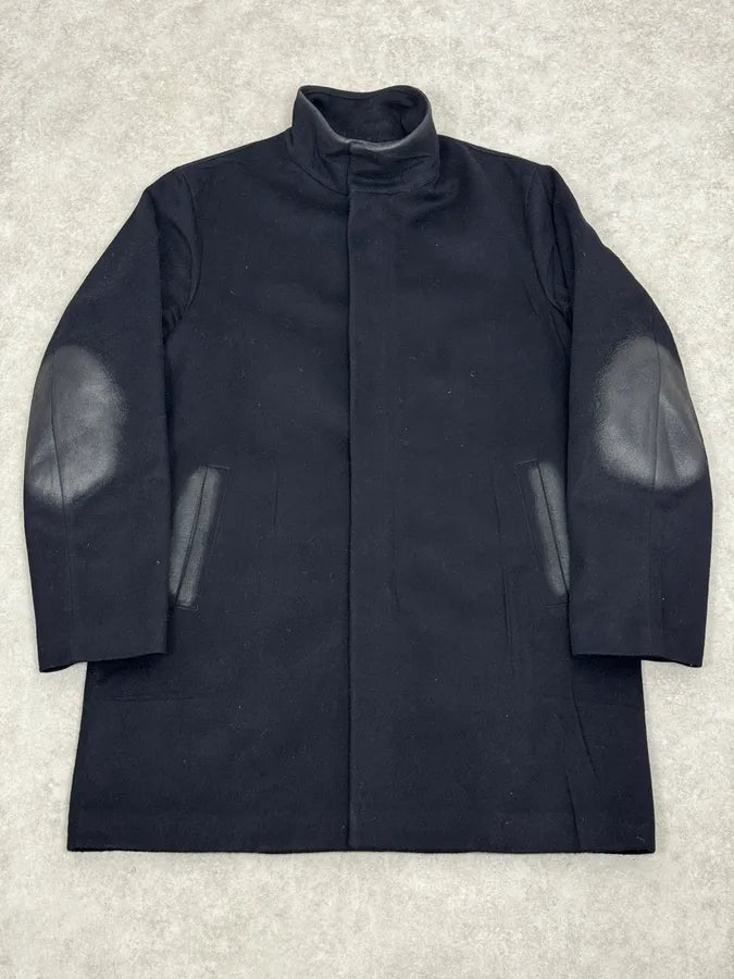 AW2009 Prada Navy Waxed Wool Long Coat eVSjxoe 0