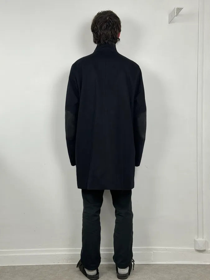 AW2009 Prada Navy Waxed Wool Long Coat eVSjxoe 2