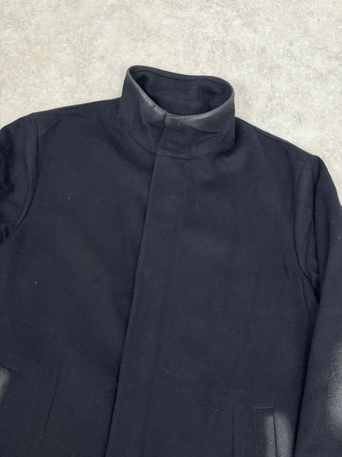 AW2009 Prada Navy Waxed Wool Long Coat eVSjxoe 4