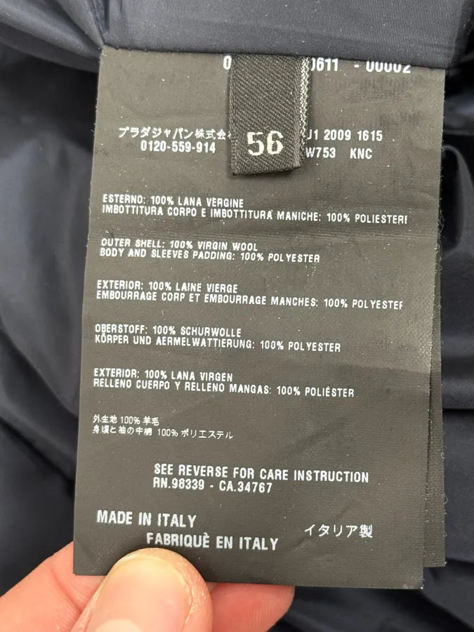 AW2009 Prada Navy Waxed Wool Long Coat eVSjxoe 9