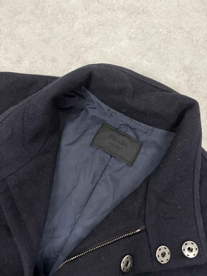 AW2009 Prada Navy Wool Long Coat ChClvuH 3