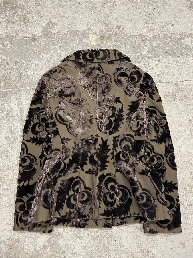 AW2009 Prada Velvet Flowers Buttoned Blazer Jacket VSoGGqd 1