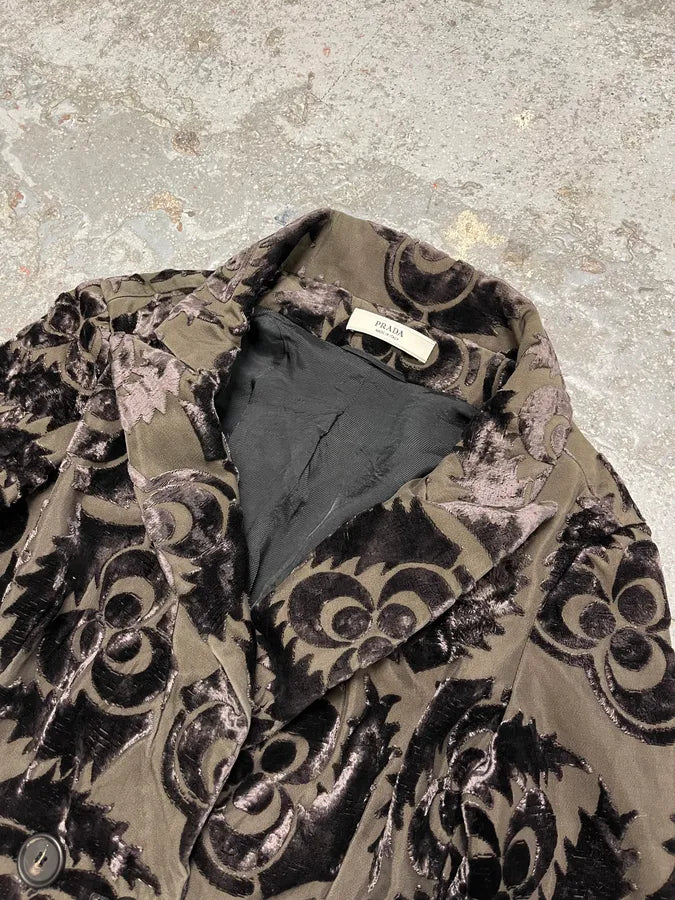 AW2009 Prada Velvet Flowers Buttoned Blazer Jacket VSoGGqd 3