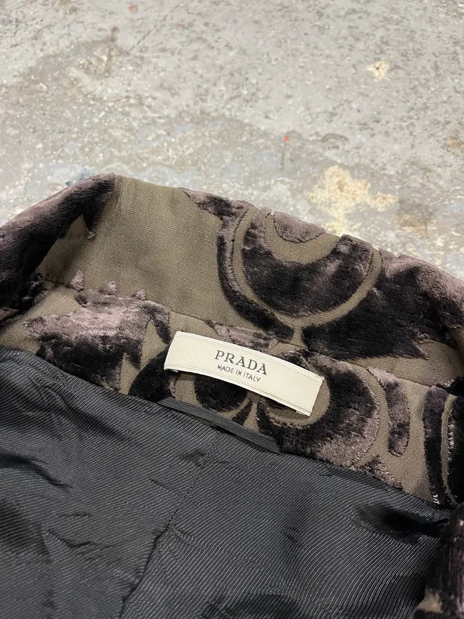 AW2009 Prada Velvet Flowers Buttoned Blazer Jacket VSoGGqd 7