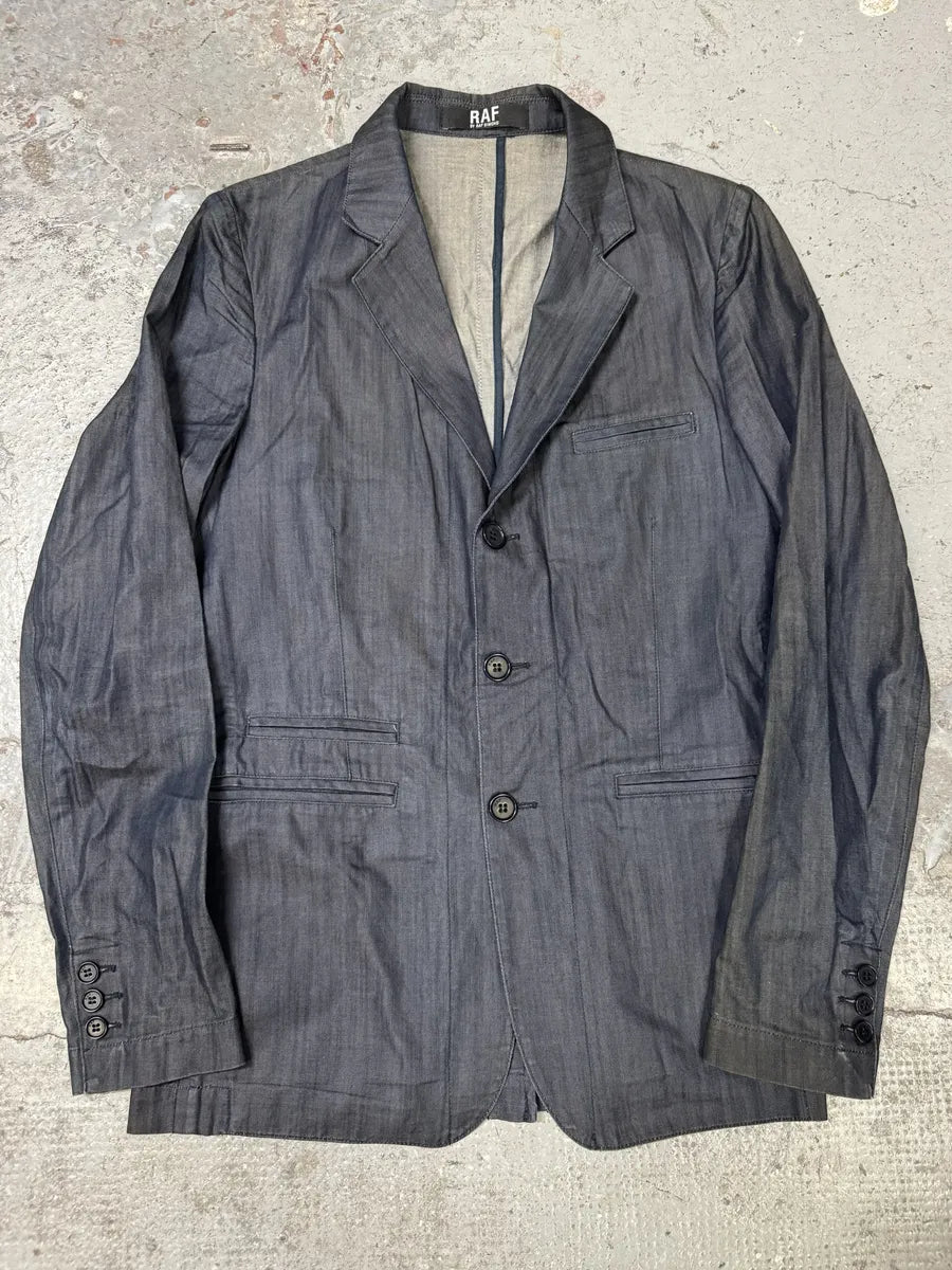AW2009 Raf Simons Navy Denim Blazer Jacket fGPytbA 0