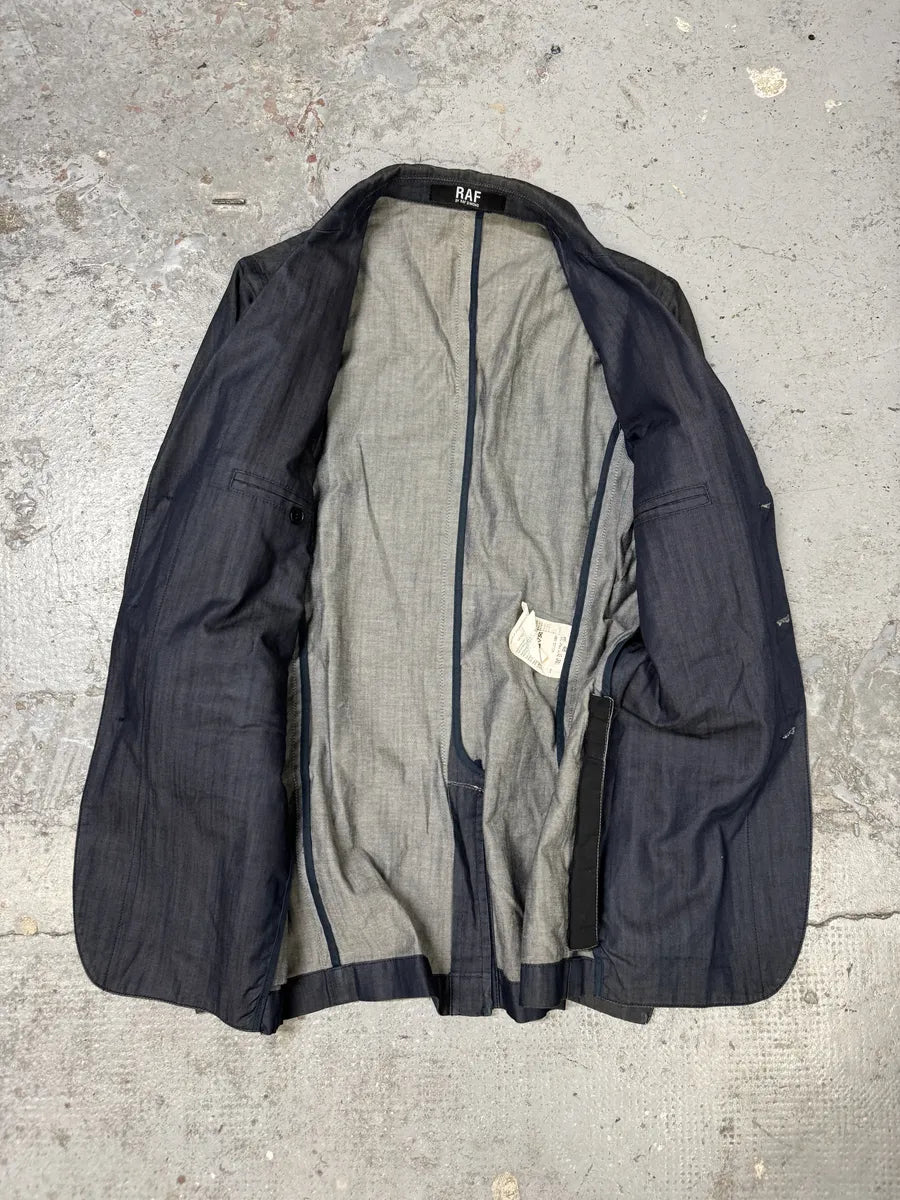 AW2009 Raf Simons Navy Denim Blazer Jacket fGPytbA 4