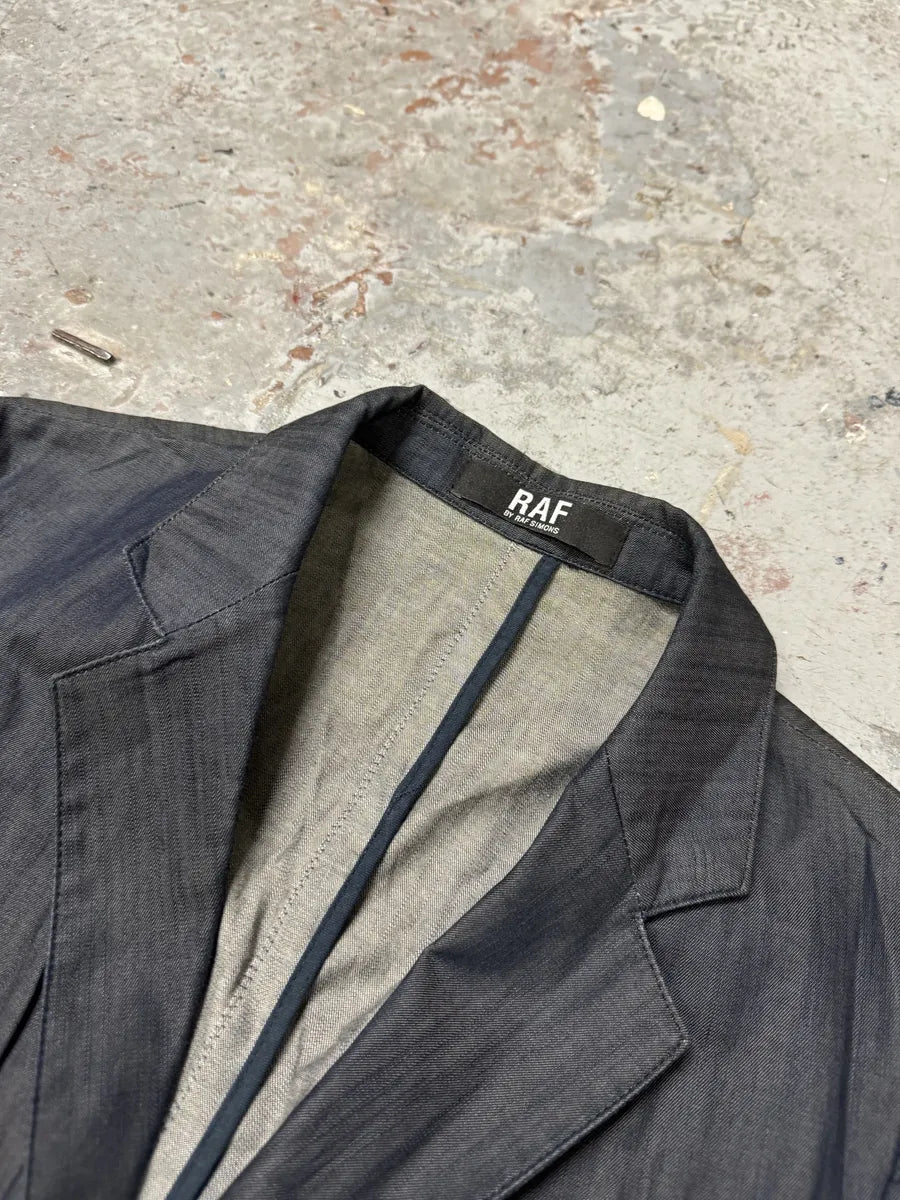 AW2009 Raf Simons Navy Denim Blazer Jacket fGPytbA 5