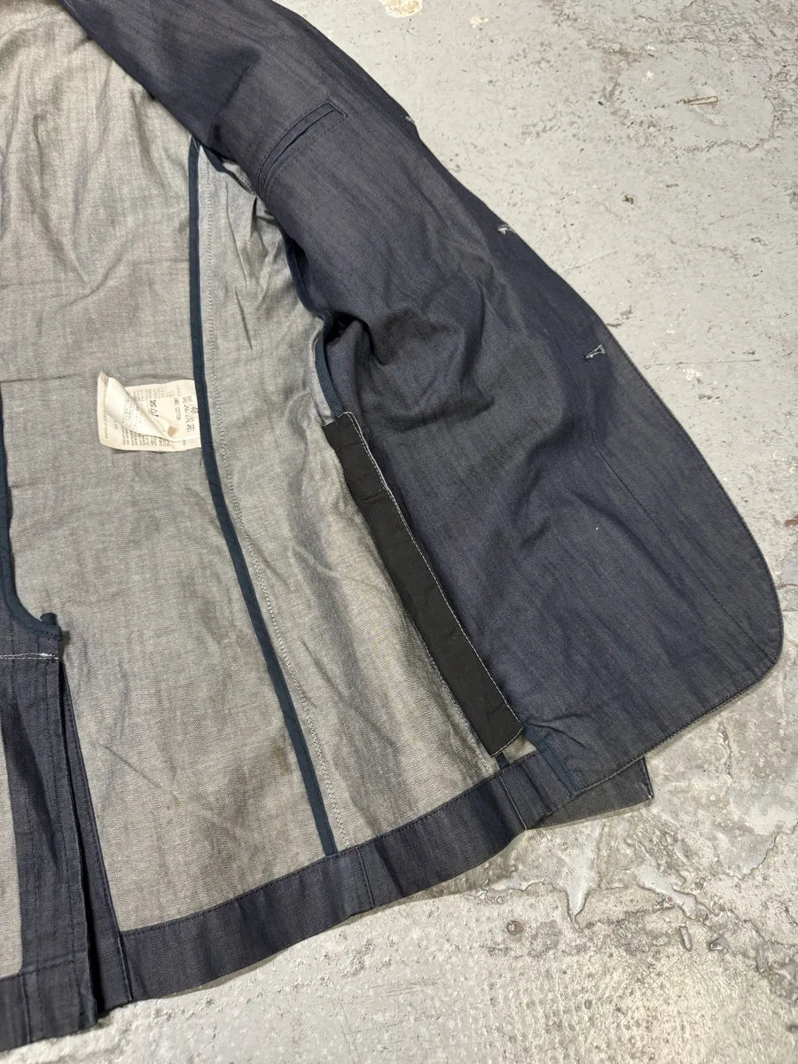 AW2009 Raf Simons Navy Denim Blazer Jacket fGPytbA 8